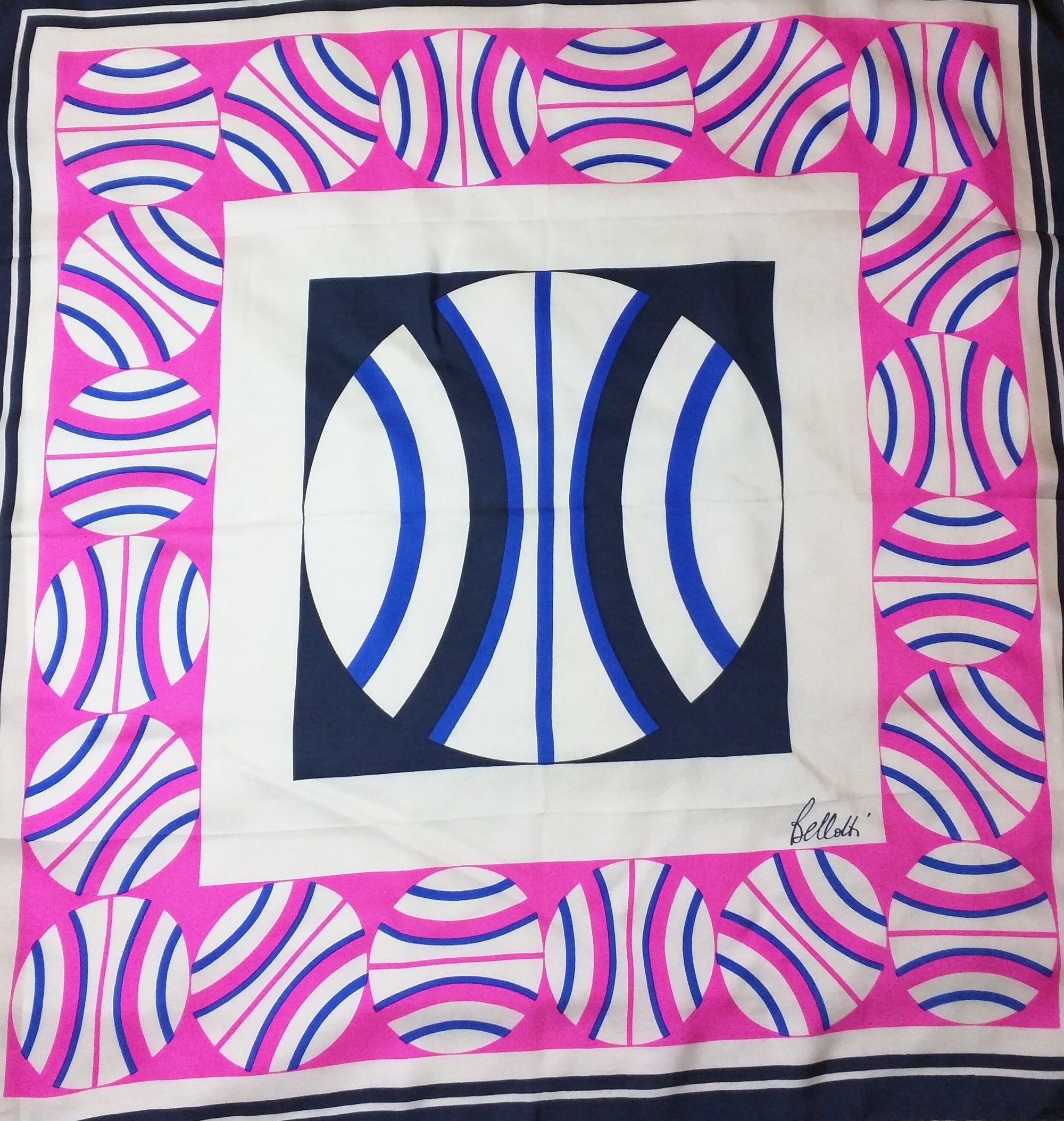 Vintage Pietro Bellotti Silk Scarf – Rare Foulard, Hand-Rolled Edges, Square Silk Scarf, 29" x 29", Designer Signature Accessory