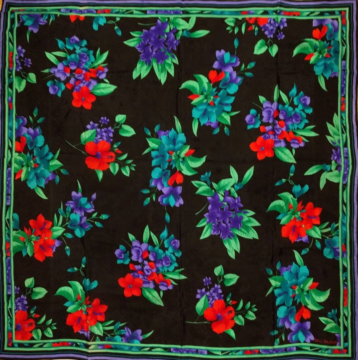 BILL BLASS - Fall Flowers!! - gorgeous silk care de soie - headscarf