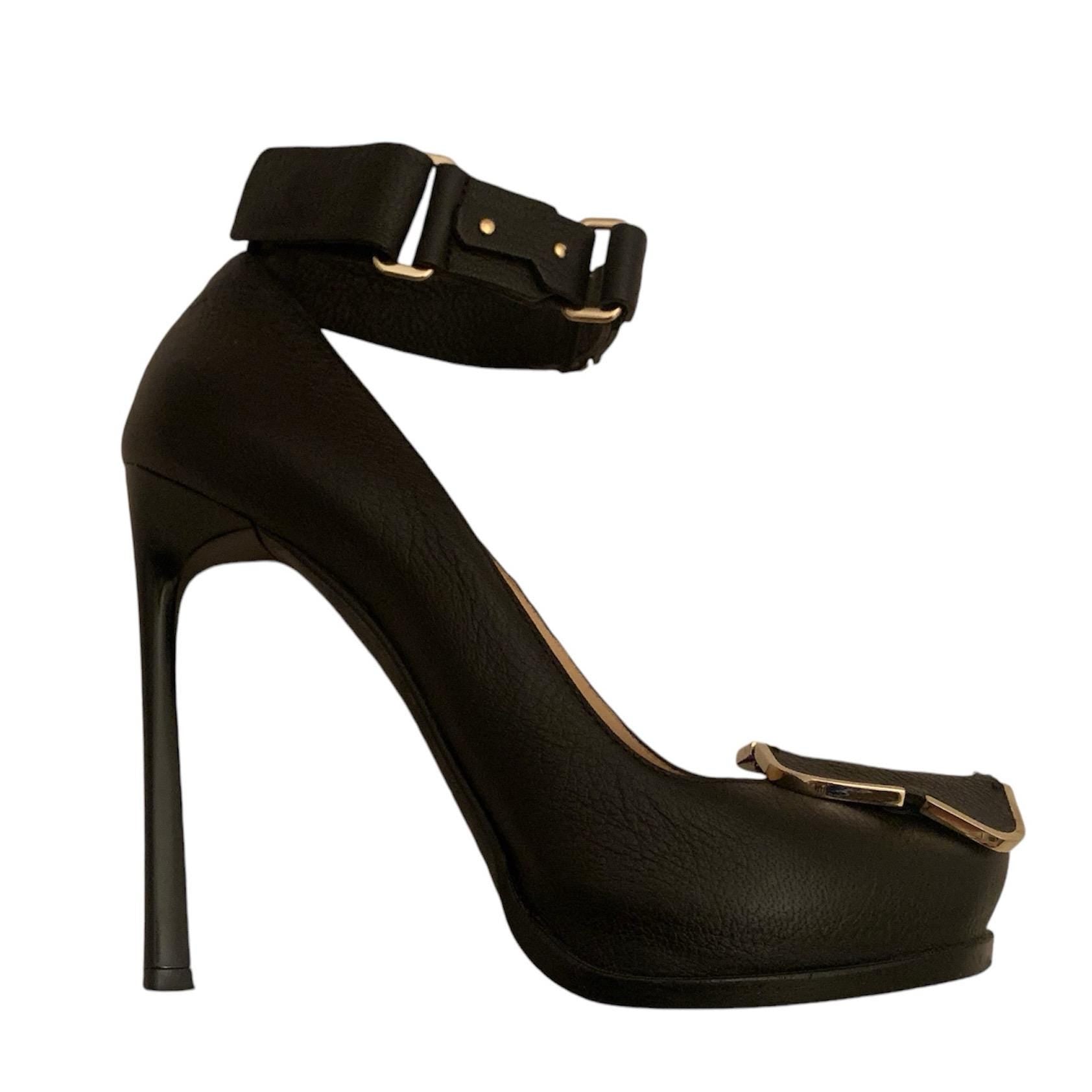 Snap closure ankle strap heels - Italian-made designer stiletto shoes