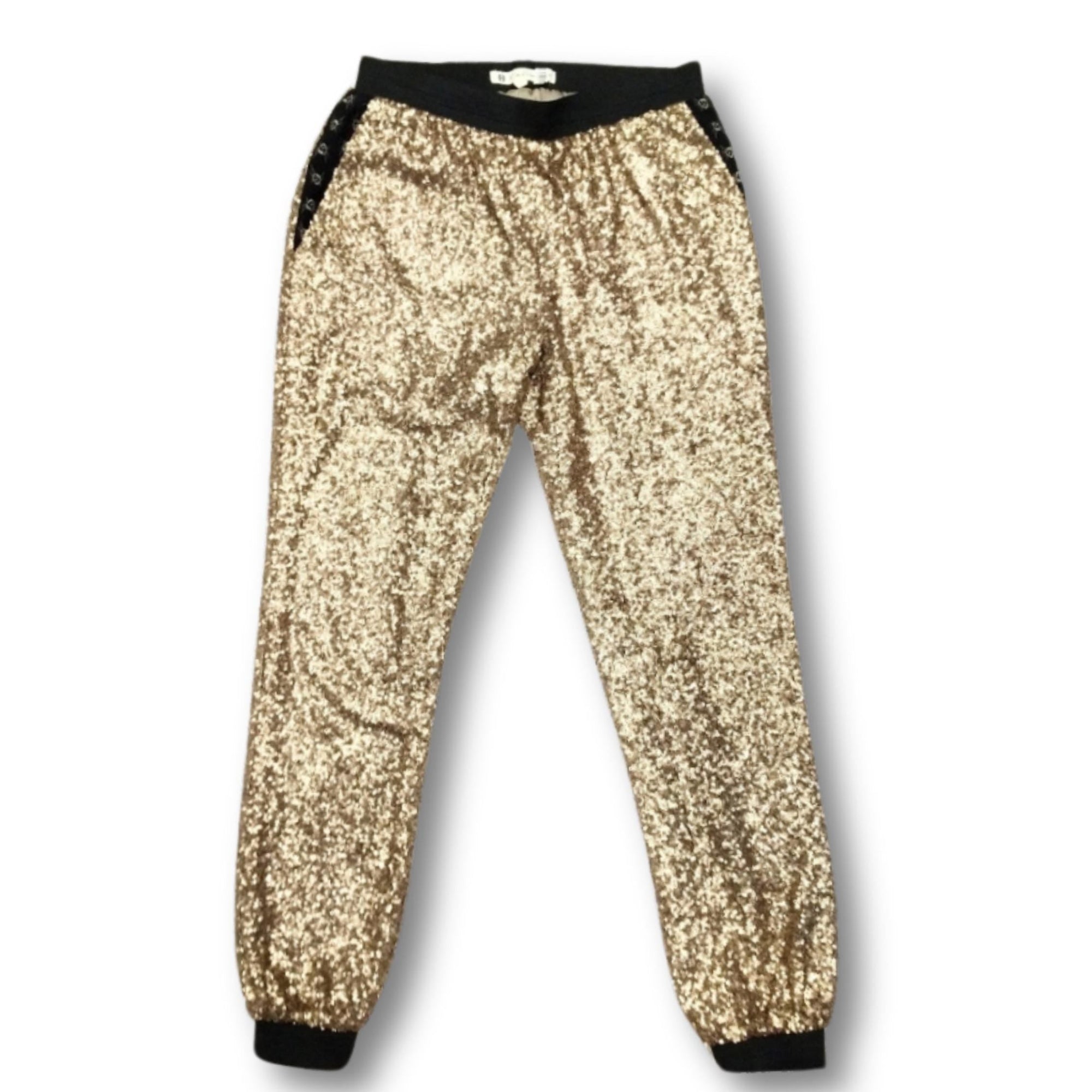 House of Harlow 1960 sequin jogger pants, black elastic waist, small, fully lined