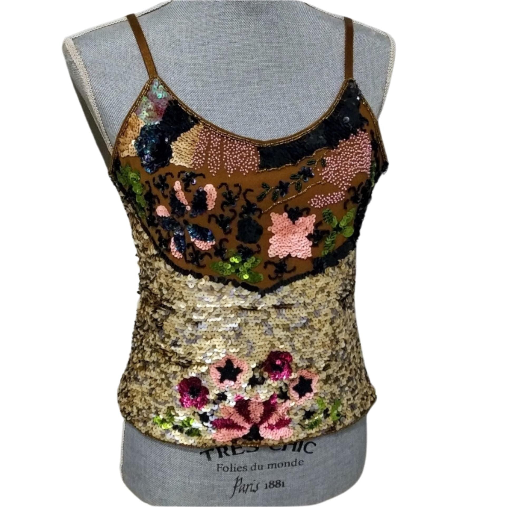 Luisa Cerano Sequin top multicolored sequin tank top sequin NWT sequin designer top