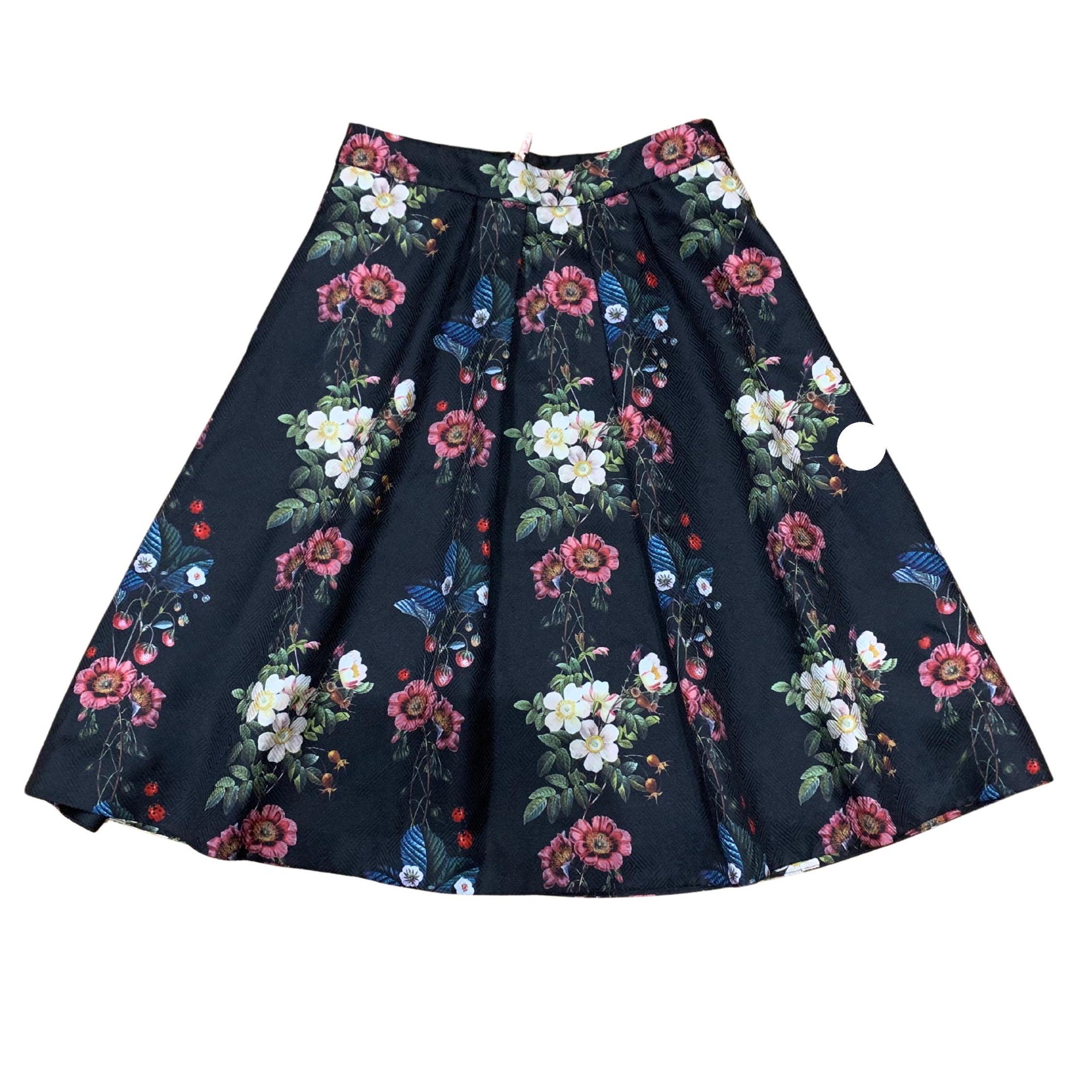 Ted Baker Bevly Oracle Floral Jacquard Skirt, A-Line Pleated, Size 2 US 6