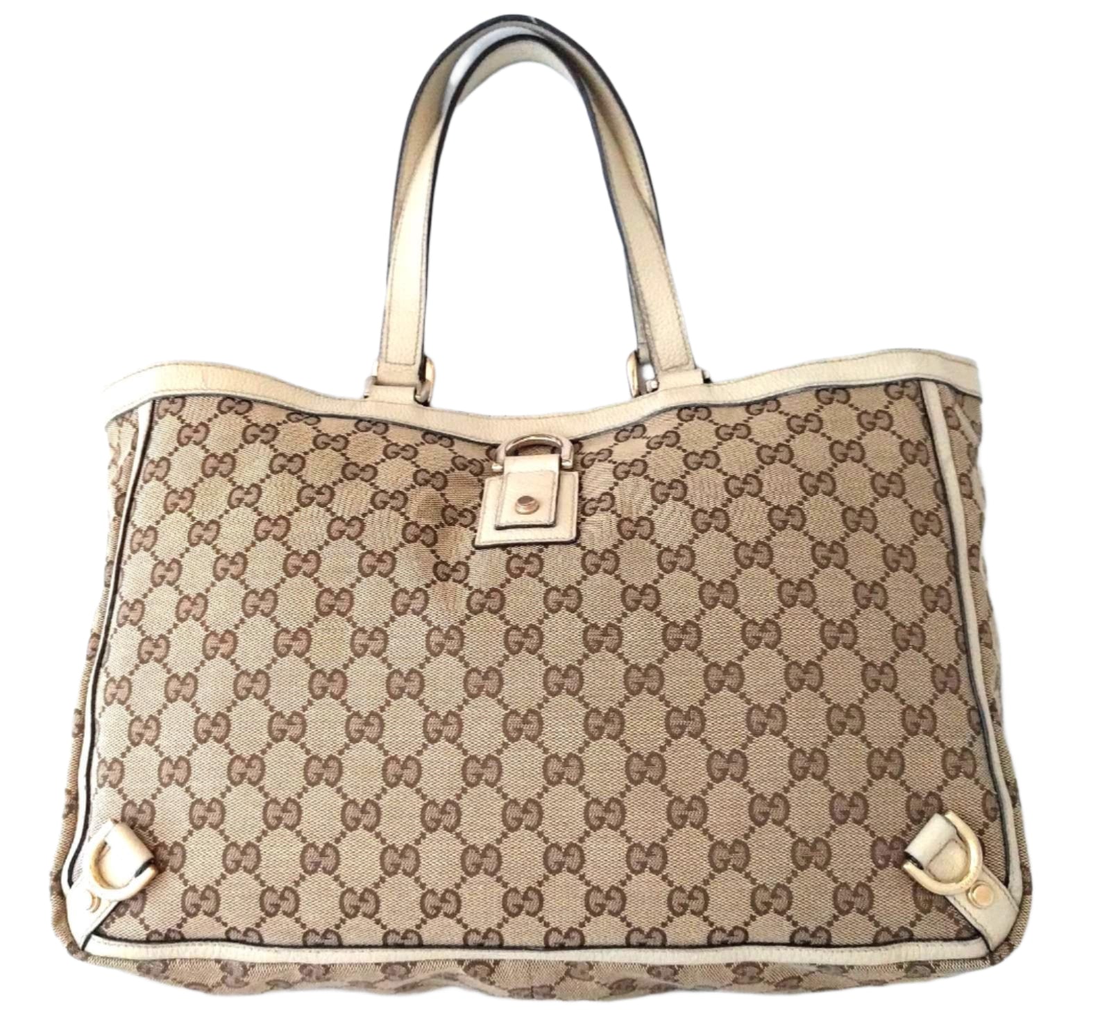 Gucci GG Abbey D-Ring Tote – Beige/Brown Canvas, Made in Italy