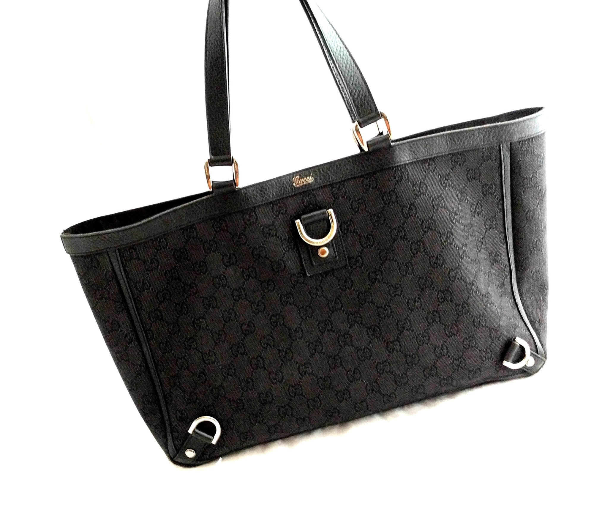 Rare Gucci GG Canvas Abbey D-Ring Tote – Black Monogram, Made in Italy