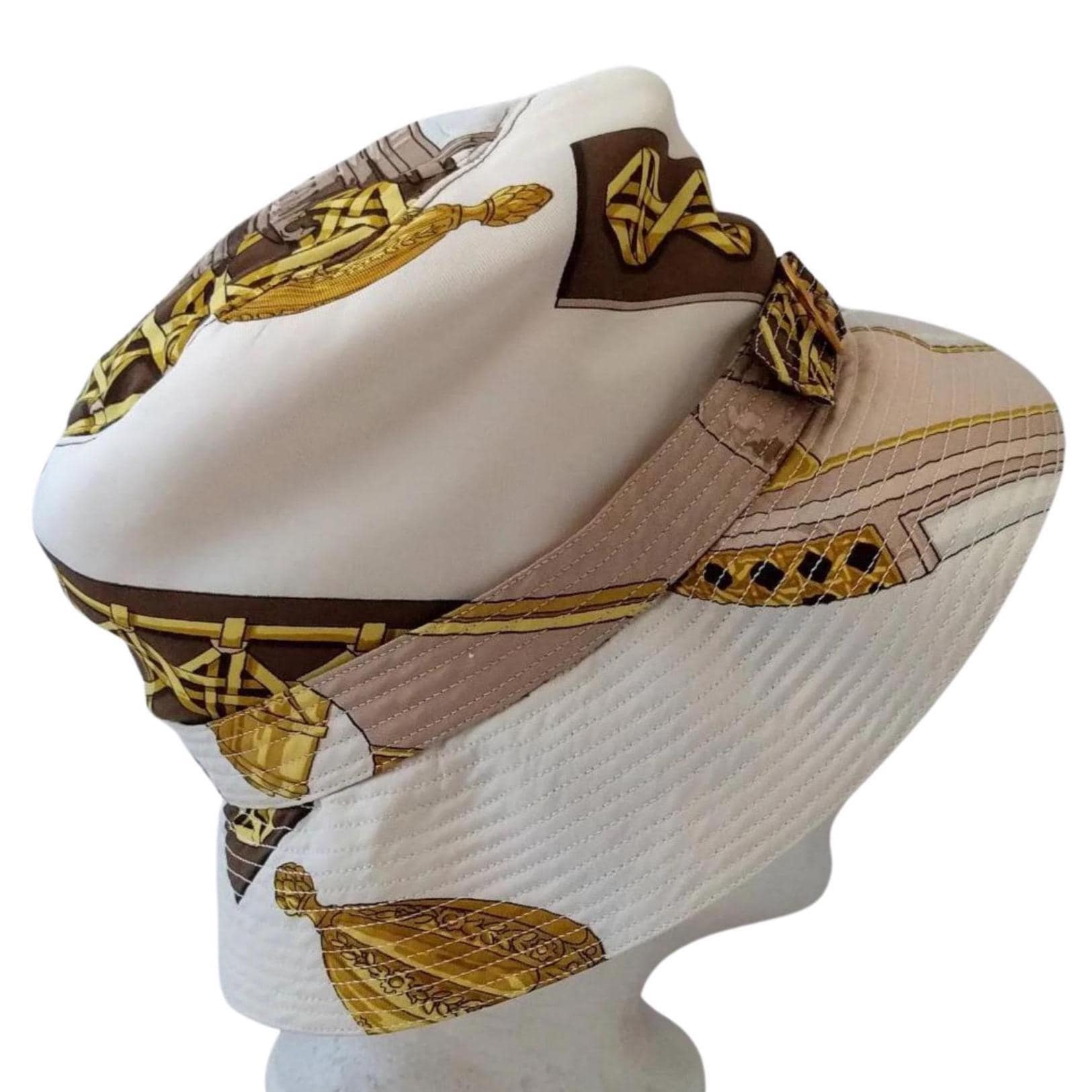 Hat Hermes Silk Hat Safari HERMES Vintage Silk bucket hat by Hermes Feux de Route hat silk women hat
