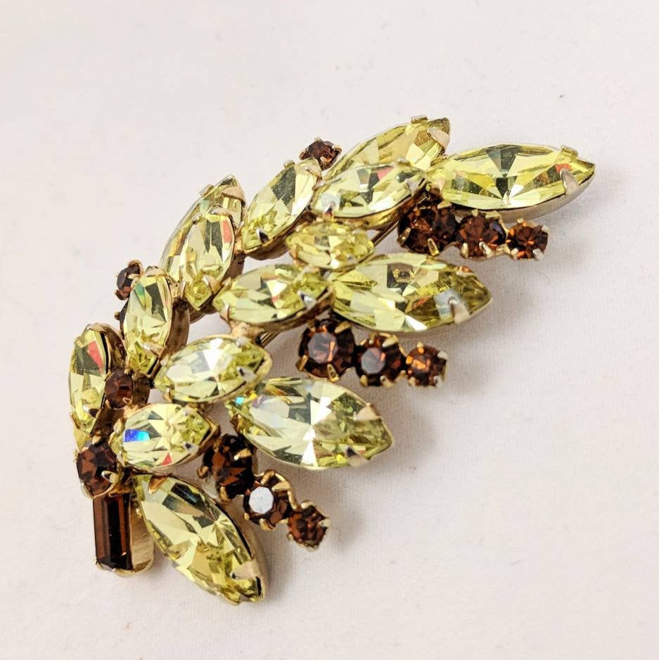 Vintage Sherman Rhinestone Brooch & Earring Set -Mint condition