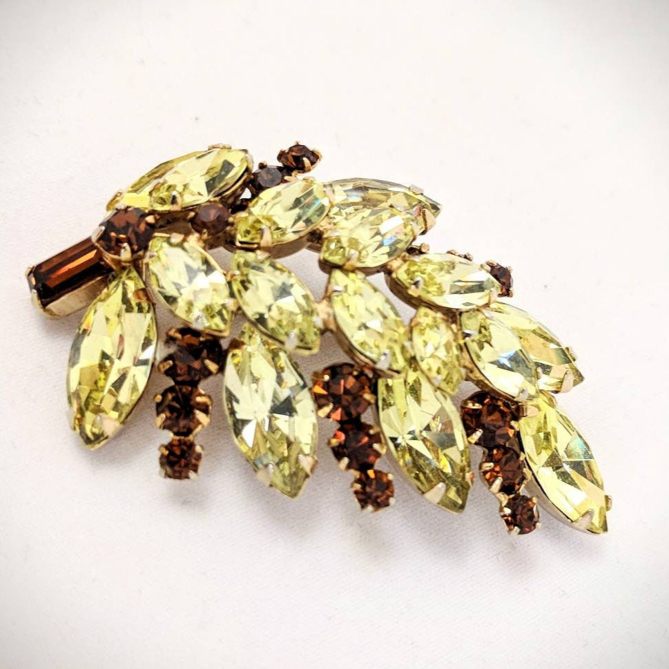 Vintage Sherman Rhinestone Brooch & Earring Set -Mint condition