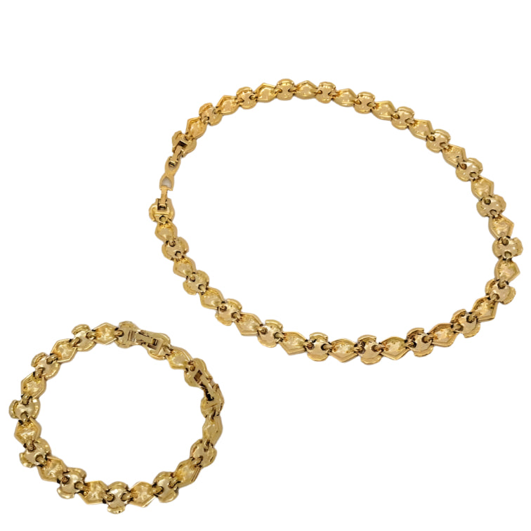 Fabulous Vintage D’ORLANE Gold-Plated Choker and Bracelet Set – Emerald & Granny Smith Enamel