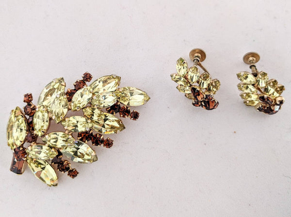 Sherman Rhinestone Brooch & Earring Set -Mint condition