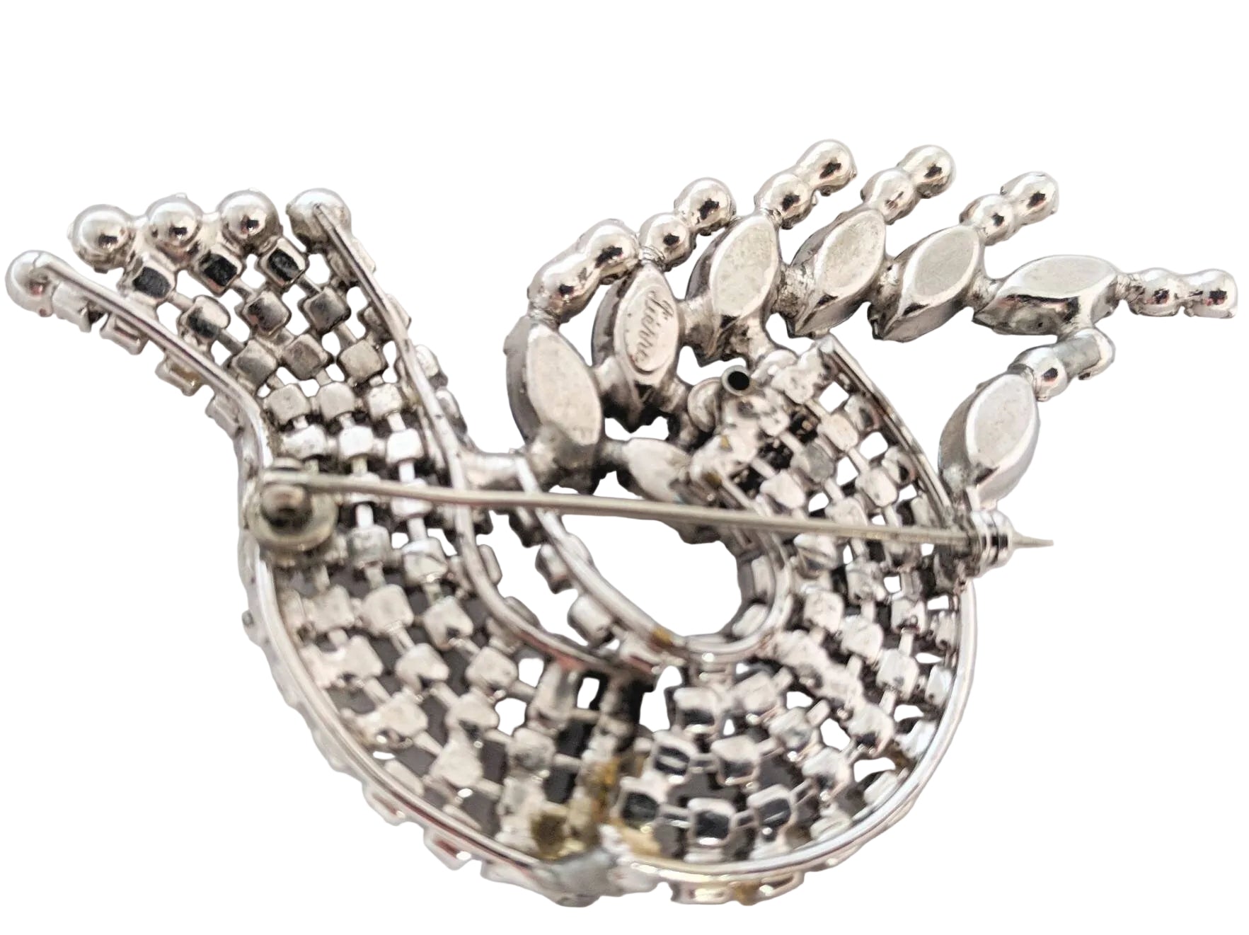 Signed Pierre vintage brooch, Aurora Borealis statement jewelry piece - Vintage rhinestone crystal brooch