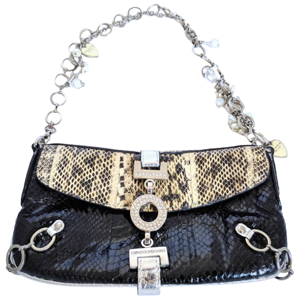 Authentic Tosca Blu by Giacomo Ronzoni designer handbag, silver-tone hardware, rhinestone accents