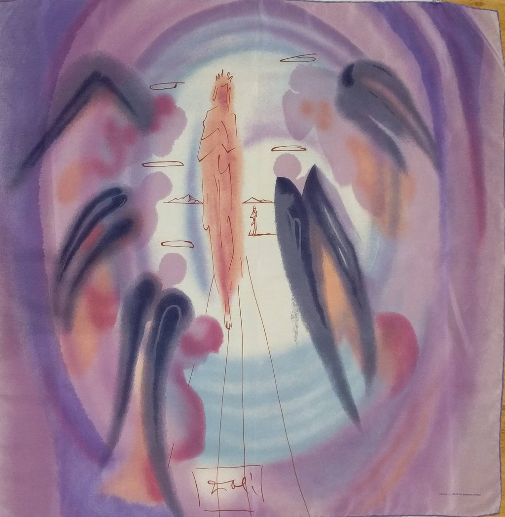 Vintage Dali Scarf, Rare Designer Headscarf, La Divine Comedie Canto 24, Salvador Dali Collection, Unique Gift for Art Lovers