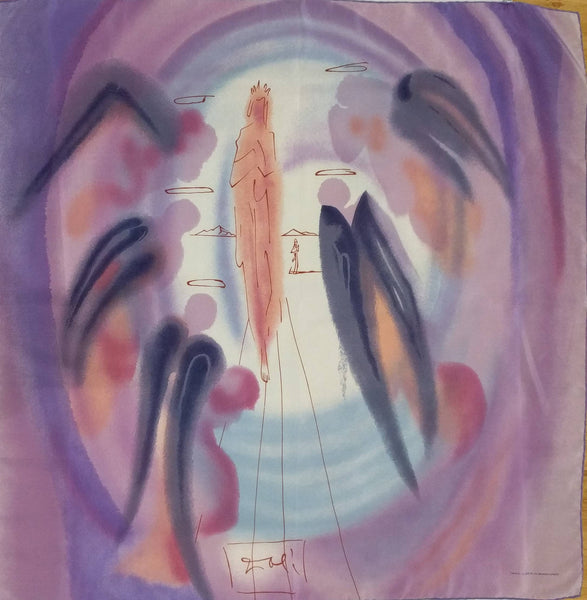 Dali Scarf, Rare Designer Headscarf, La Divine Comedie Canto 24, Salvador Dali Collection, Unique Gift for Art Lovers