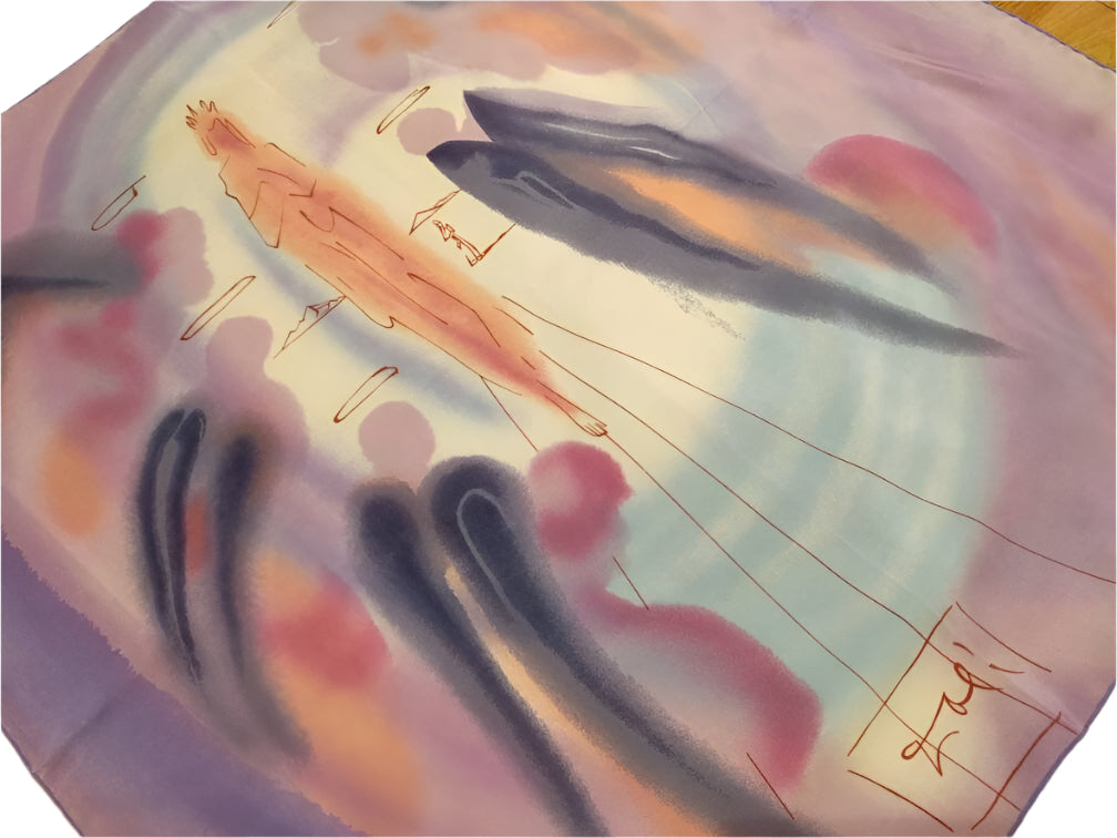 Vintage Dali Scarf, Rare Designer Headscarf, La Divine Comedie Canto 24, Salvador Dali Collection, Unique Gift for Art Lovers