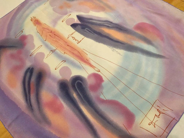 Dali Scarf, Rare Designer Headscarf, La Divine Comedie Canto 24, Salvador Dali Collection, Unique Gift for Art Lovers