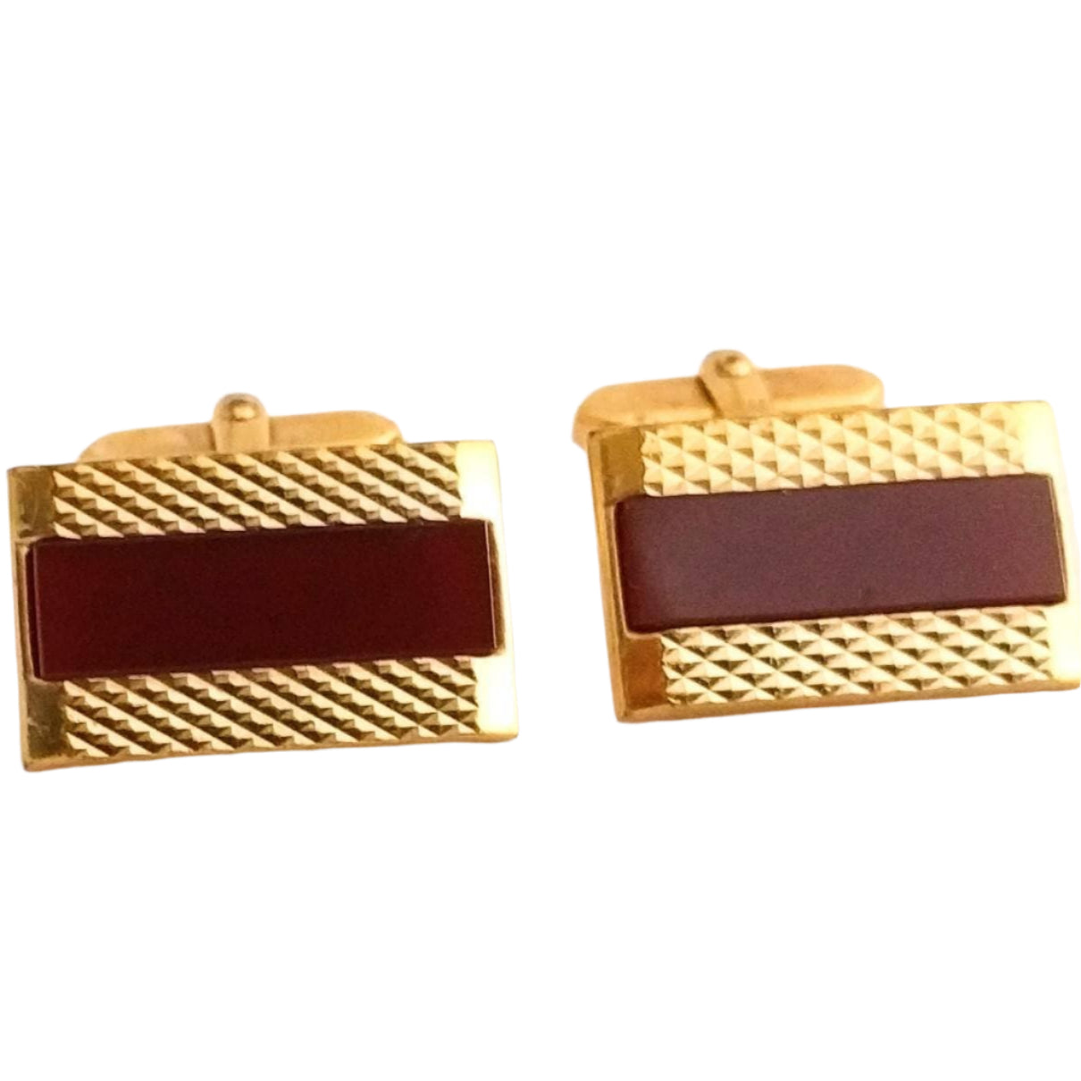 Vintage cufflinks by AMERIK - Carnelian glass and gold plated cufflinks