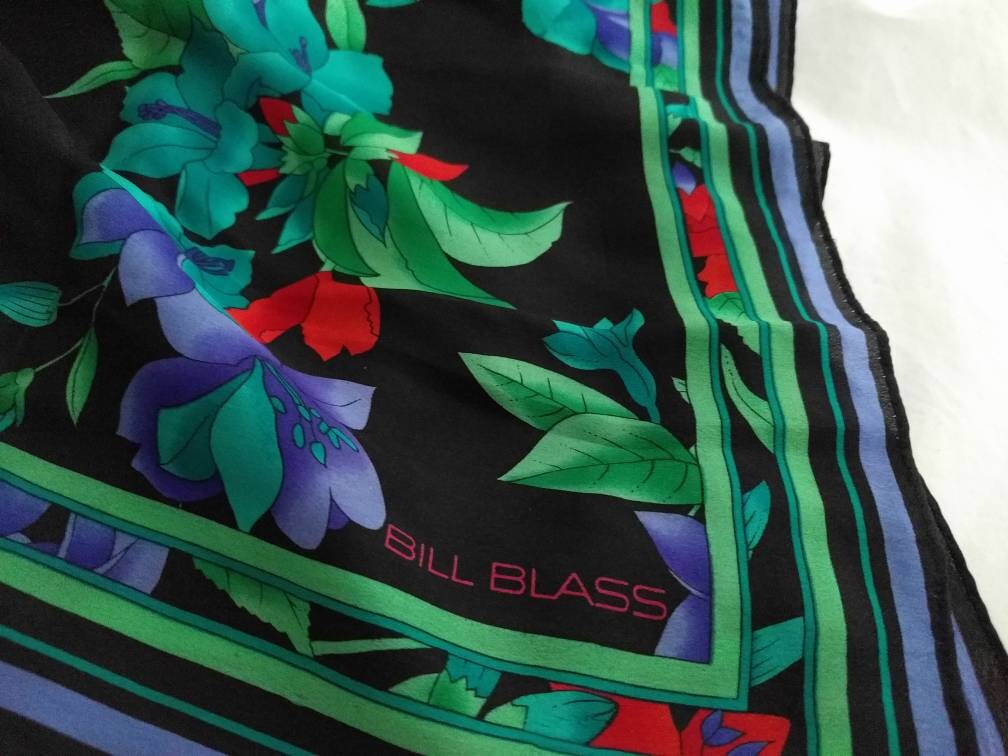 BILL BLASS - Fall Flowers!! - gorgeous silk care de soie - headscarf