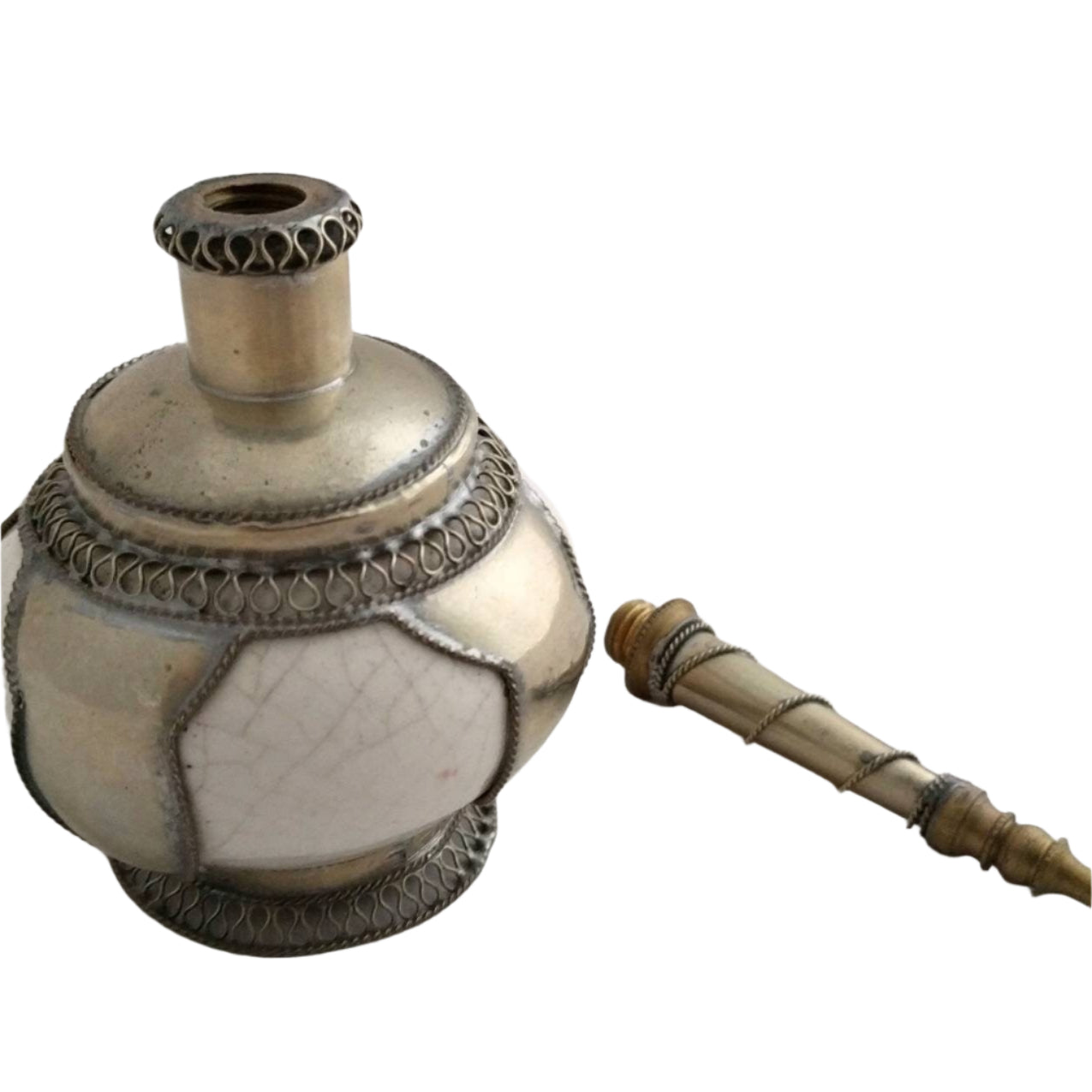 Gulabpash Vintage Rosewater Sprinkler – Mid-Century Italian Ceramic & Silverplate Home Decor