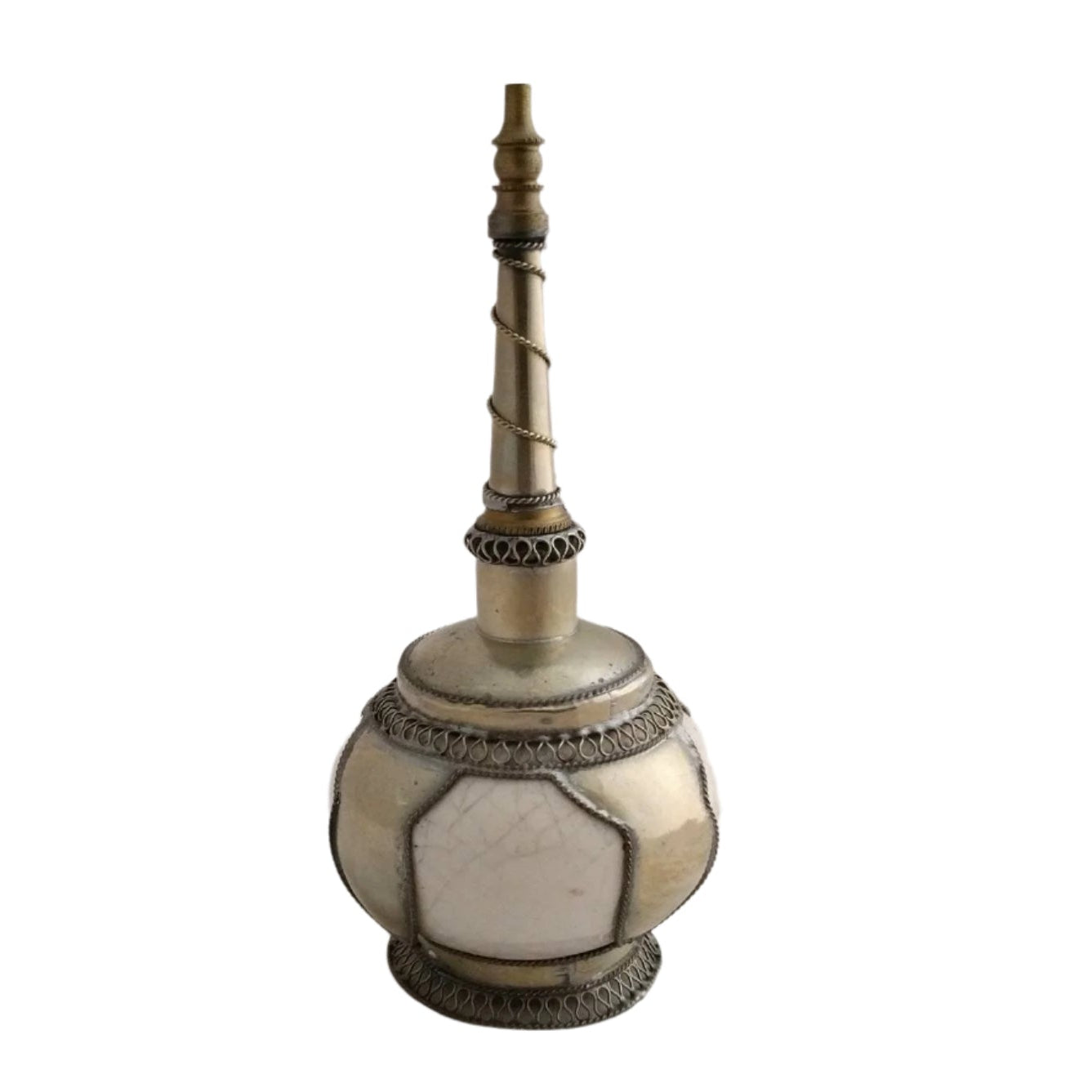 Gulabpash Vintage Rosewater Sprinkler – Mid-Century Italian Ceramic & Silverplate Home Decor