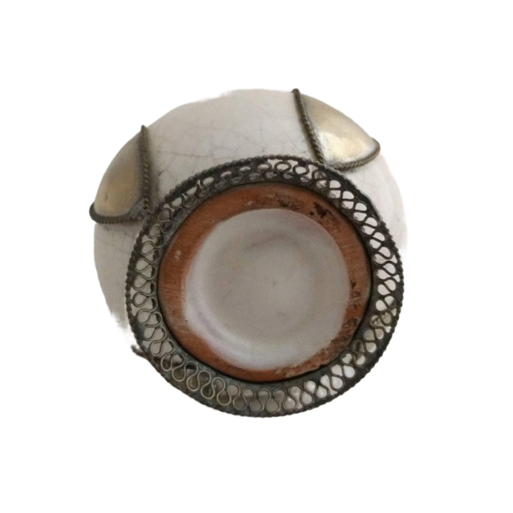 Gulabpash Vintage Rosewater Sprinkler – Mid-Century Italian Ceramic & Silverplate Home Decor