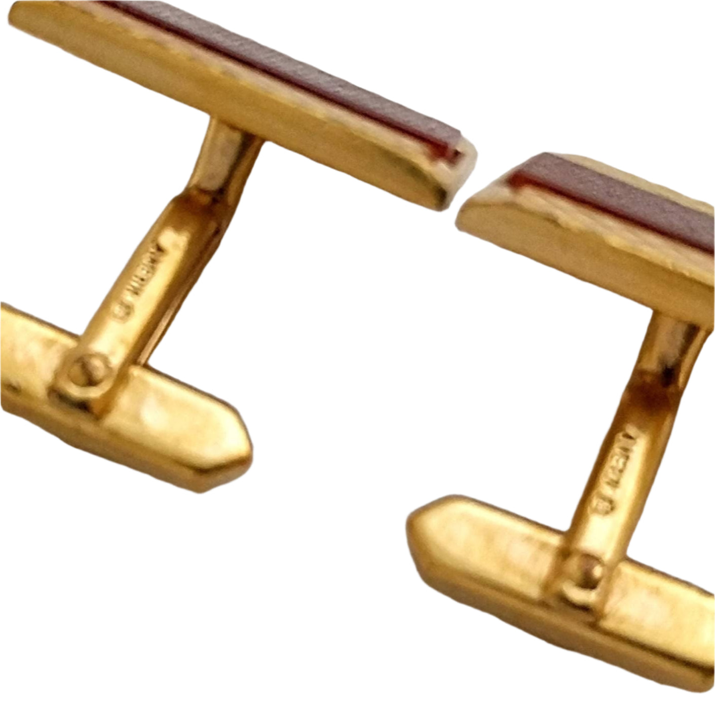 Vintage cufflinks by AMERIK - Carnelian glass and gold plated cufflinks