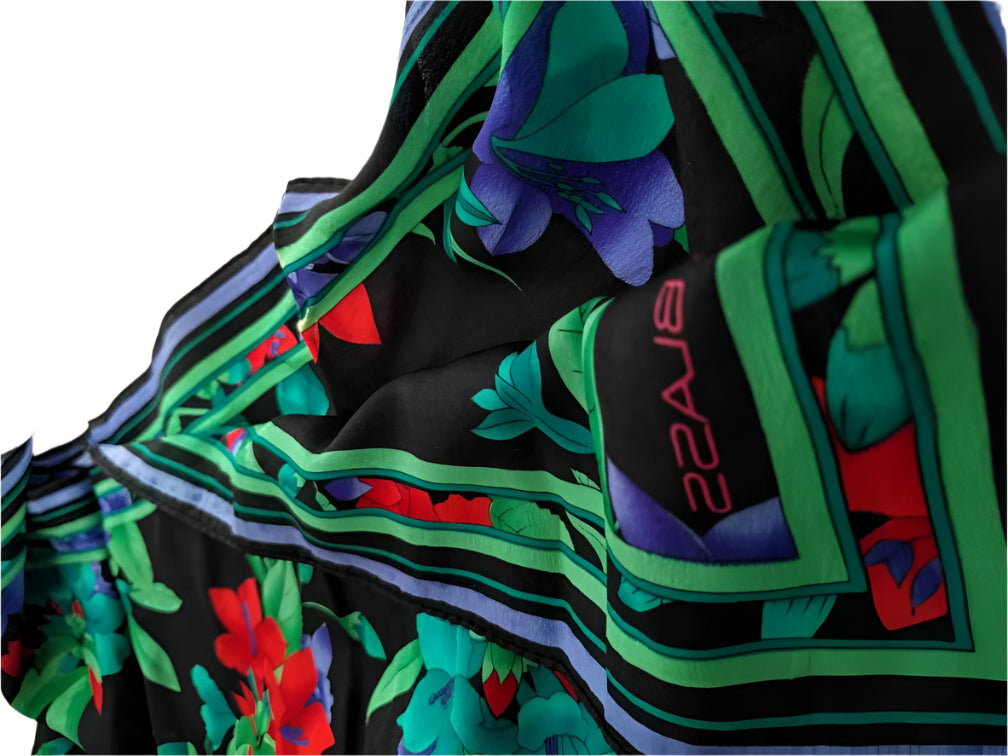 BILL BLASS - Fall Flowers!! - gorgeous silk care de soie - headscarf