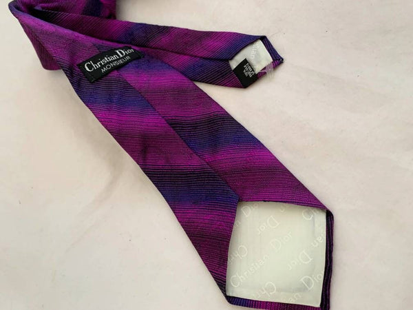 Tie Dior Vintage Dior necktie blue magenta tie for men gift Christian Dior rare tie