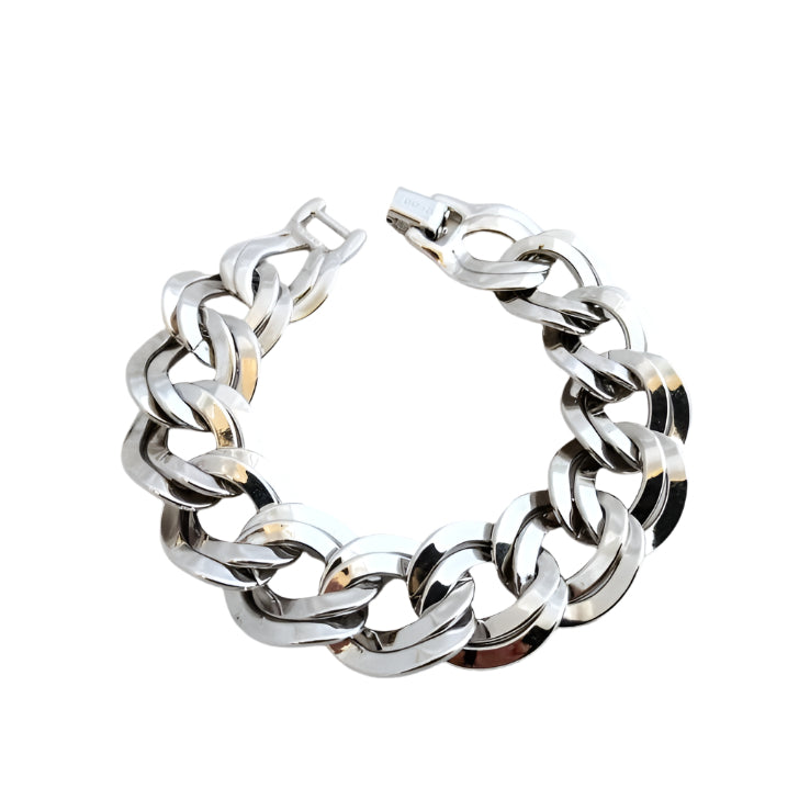 Signed MONET bracelet, vintage double link chain, 7.5-inch long, metal chain design