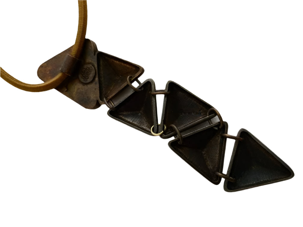 La Tribu Rigaux 17-inch necklace with 5-inch pendant, geometric design, vintage - Signed French modernist design