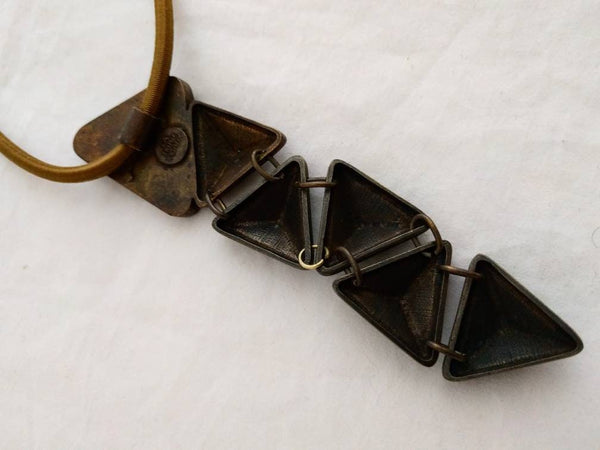 La Tribu Rigaux French modernist pendant necklace, 1990s, black elastic, stone, metal