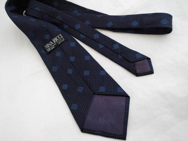 Tie NINA RICCI necktie Blue hand made tie Made in France Vintage tie for him blue tie