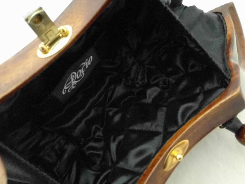 Rare ROCIO Wooden Purse – Eco-Friendly Sculpted Acacia Wood Handbag, Luxury Designer Bag with Leather Handles, Sustainable Fashion