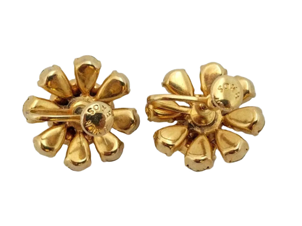 Vintage BYER BROS amber glass screw back earrings