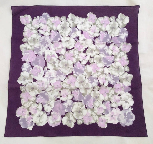 Beautiful Valentino Small Indigo Scarf – 100% Cotton, Made in Italy, Lilac, Purple, Gray & White, 17" Square, With Original Box