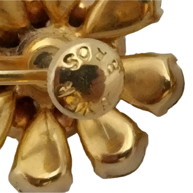 Vintage BYER BROS amber glass screw back earrings