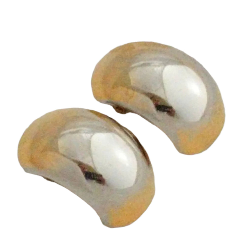 Christian Dior Two-Tone Clip-On Earrings – Gold-Plated Designer Couture, Stamped, Statement Earrings