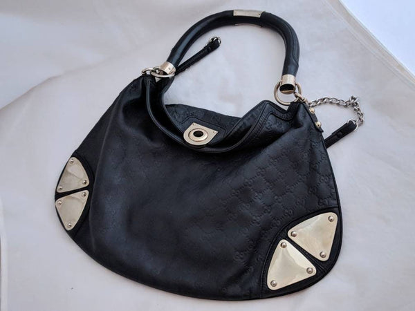 GUCCI Leather Hobo Bag - GG Leather, Designer Handbag, Chic Shoulder Bag, Luxury Accessories, Fashion Tote Bag