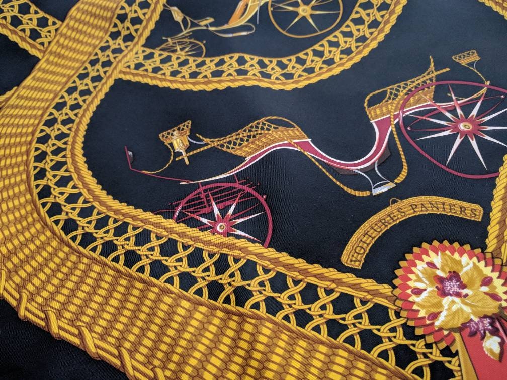 Scarf Silk Hermes scarf VOITURES PANIERS J.A. Badie Hermes Silk Scarf Made in France Hermes square scarf