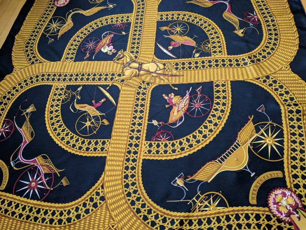 Hermes scarf VOITURES PANIERS J.A. Badie Hermes Silk Scarf Made in France Hermes square scarf