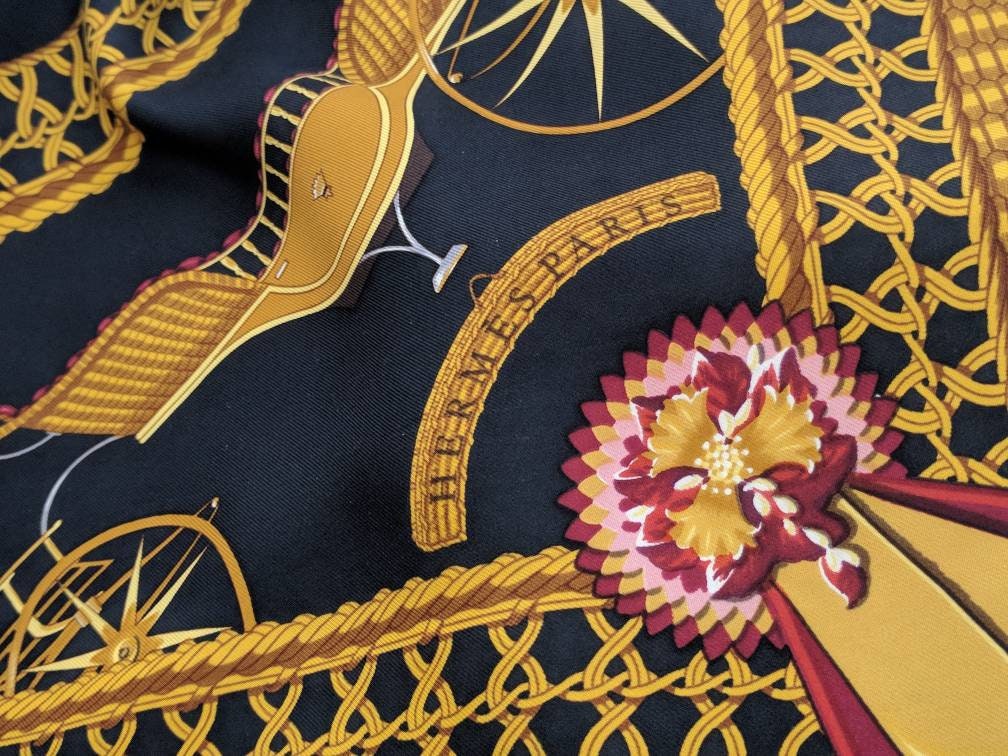 Scarf Silk Hermes scarf VOITURES PANIERS J.A. Badie Hermes Silk Scarf Made in France Hermes square scarf
