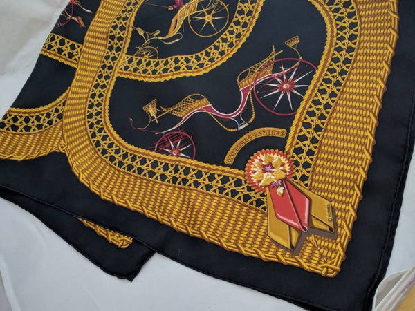 Hermes scarf VOITURES PANIERS J.A. Badie Hermes Silk Scarf Made in France Hermes square scarf