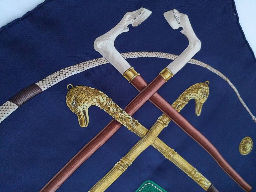 Hermes square scarf with intricate pommel details, signed by artist Françoise De La Perrière