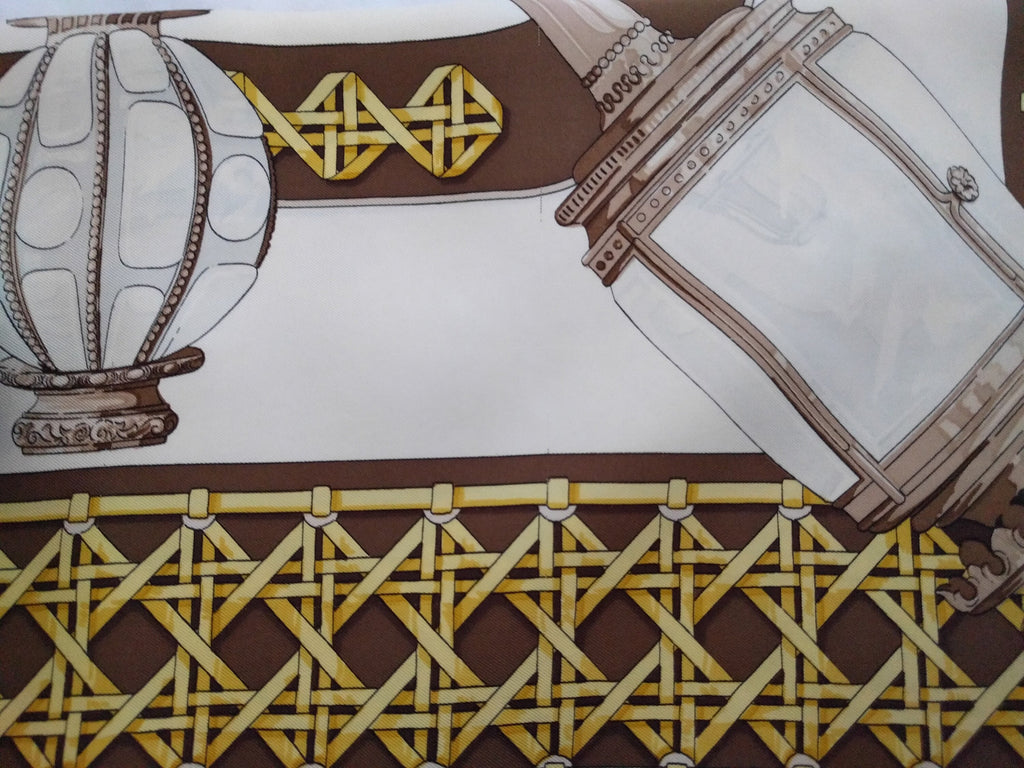 Rare Hermès Feux de Route Scarf – Caty Latham 1971, Brown/Beige, Made in France