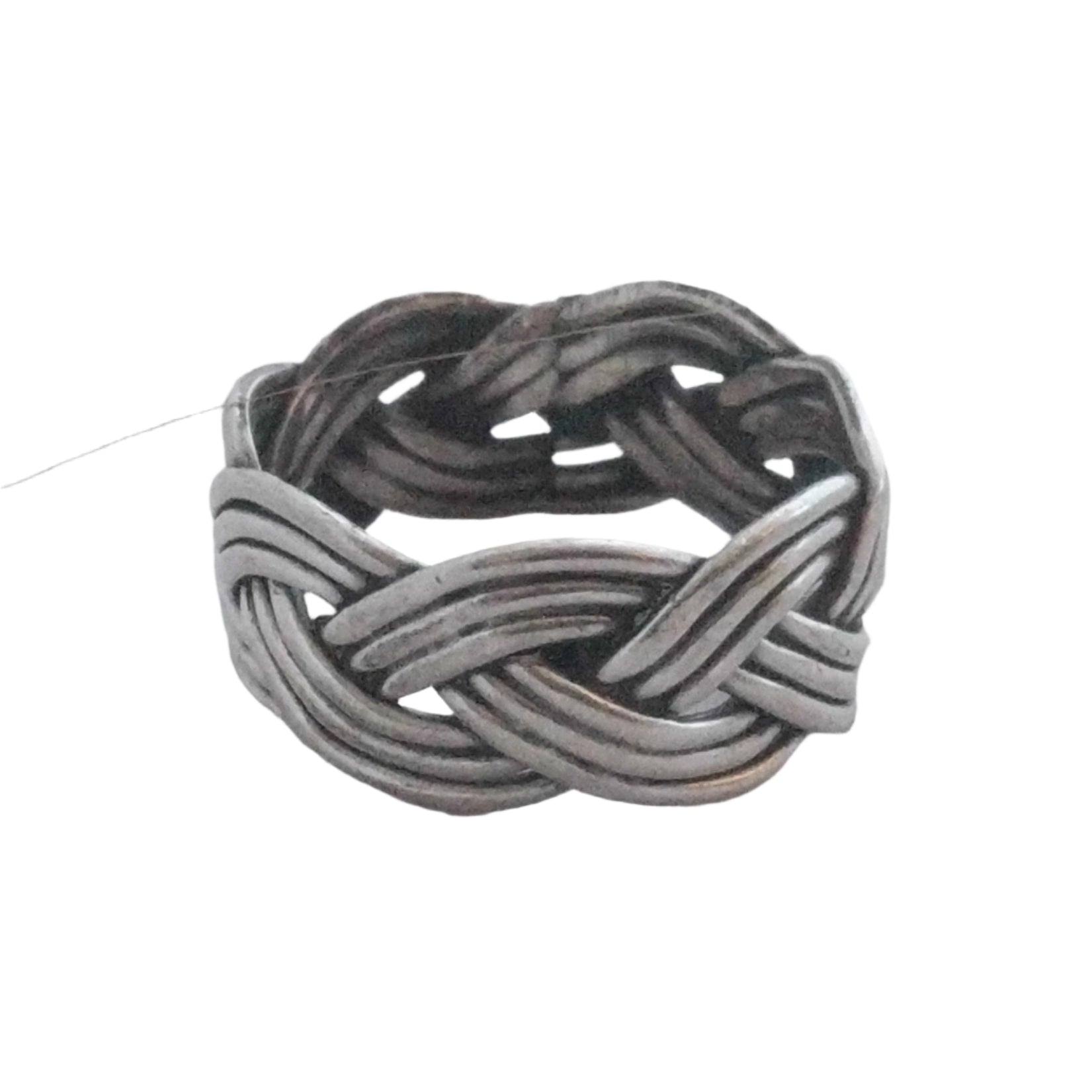 Handmade Sterling Silver Braided Ring 925 – Vintage Size 7 Adjustable Wire Band