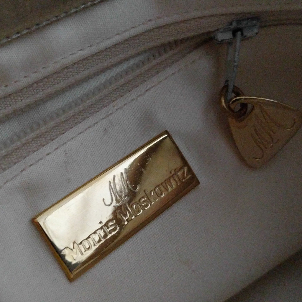 Gold & silver woven leather purse, vintage Morris Moskowitz shoulder bag