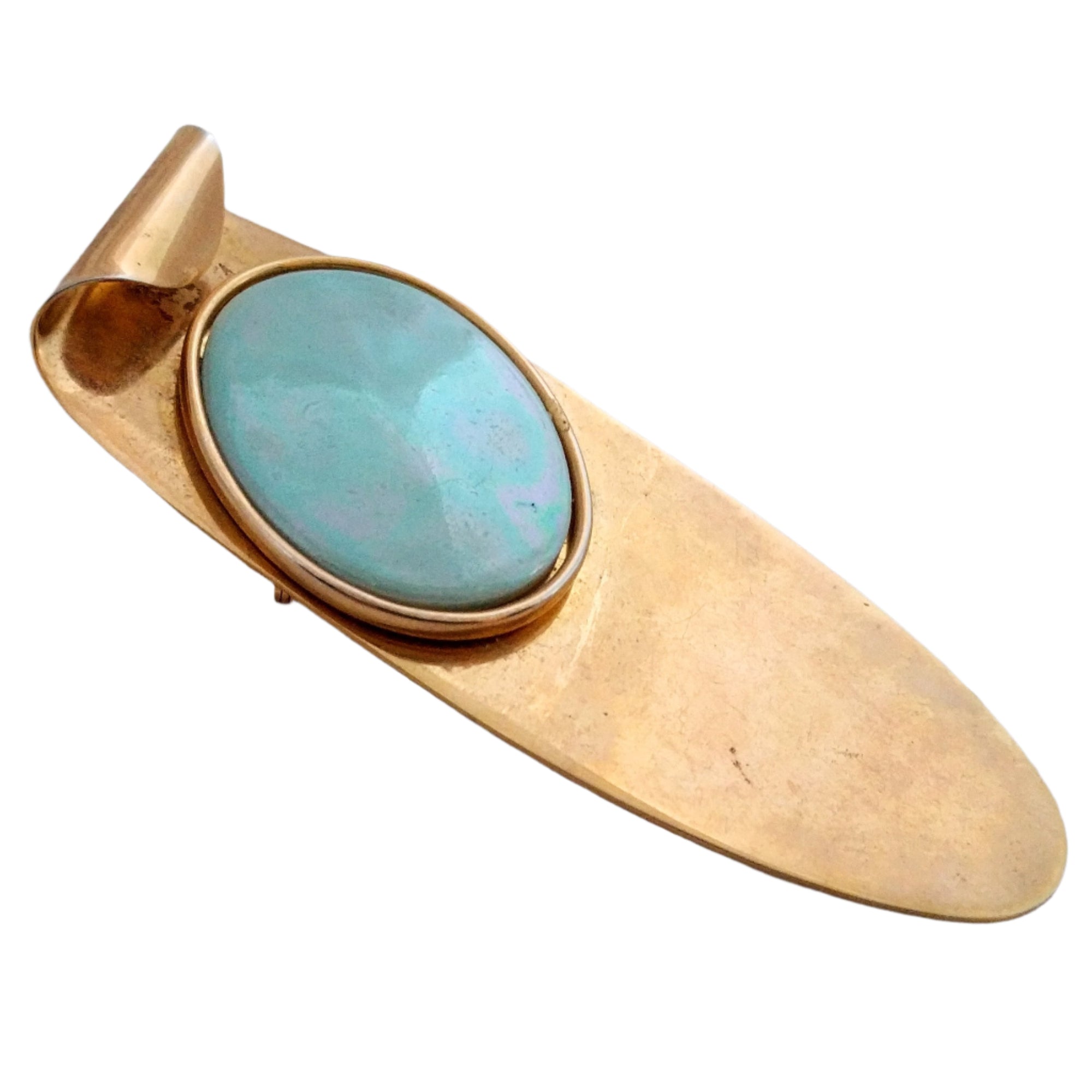 Art Deco Brooch - Modernist brooch - artist made brooch / oversized brooch / blue and golden brooch large