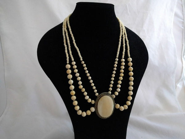 1960s Three-Strand Boho Necklace – Multi-Strand Statement Necklace, Retro Layered Design, Bohemian Jewelry