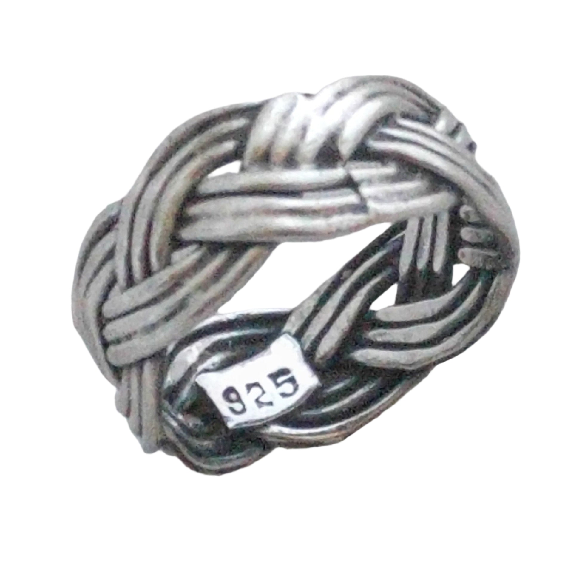 Handmade Sterling Silver Braided Ring 925 – Vintage Size 7 Adjustable Wire Band