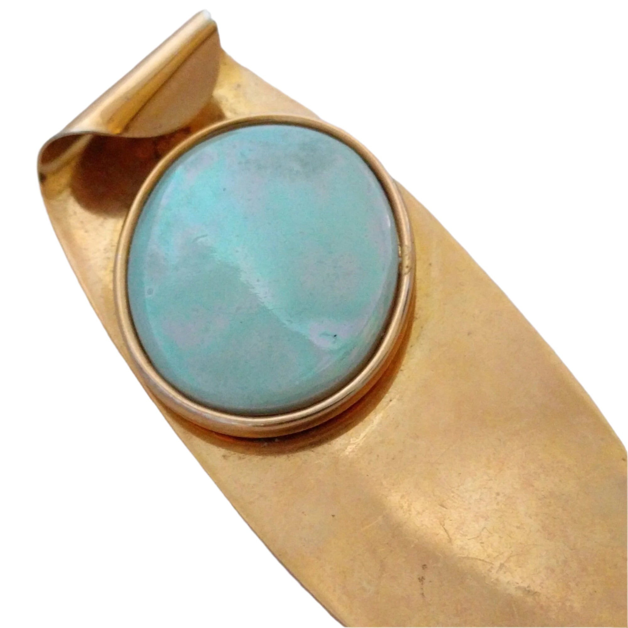 Art Deco Brooch - Modernist brooch - artist made brooch / oversized brooch / blue and golden brooch large