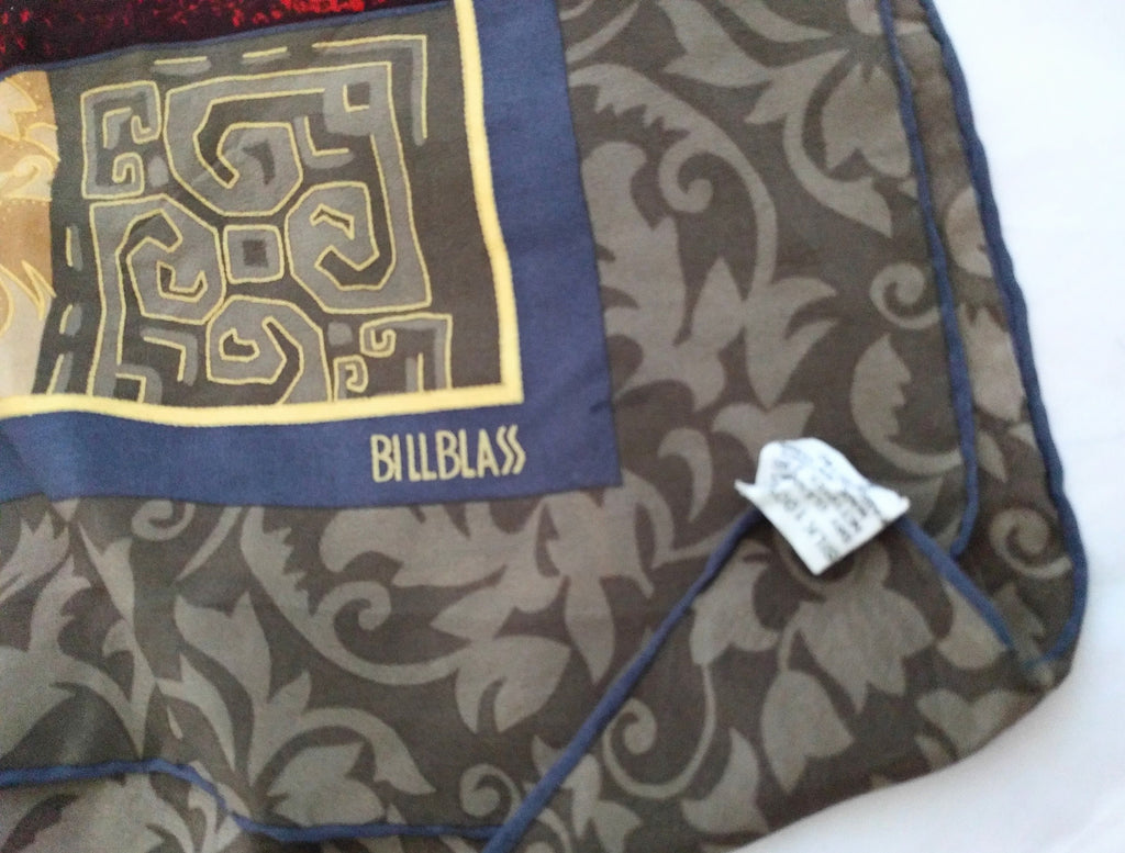 BILL BLASS Silk Scarf - Gorgeous Large Quilt Pattern Care de Soie - Vintage Fashion Accessory for Women
